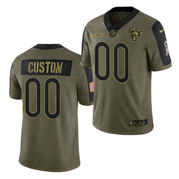 Men's Chicago Bears Customized 2021 Olive Salute To Service Limited Stitched Jersey